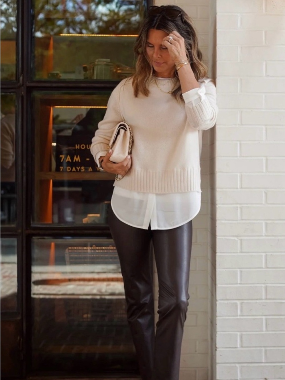 Brochu Walker Parson Crew Looker Wool Cashmere Layered Sweater Small